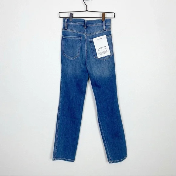 Frame Le Sylvie Slender Straight-Leg Jeans in Sonoma Rips Distressed